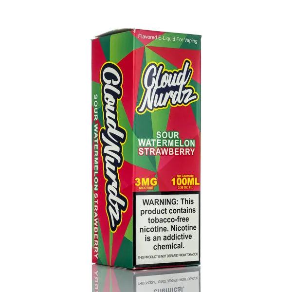 Cloud Nurdz E-Liquid - Sour Watermelon Strawberry - 100ml - Image 3