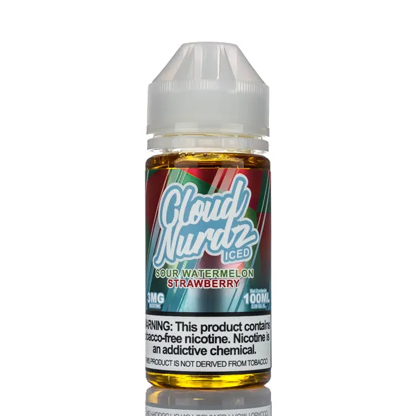 Cloud Nurdz E-Liquid - Sour Watermelon Strawberry Iced - 100ml - Image 2