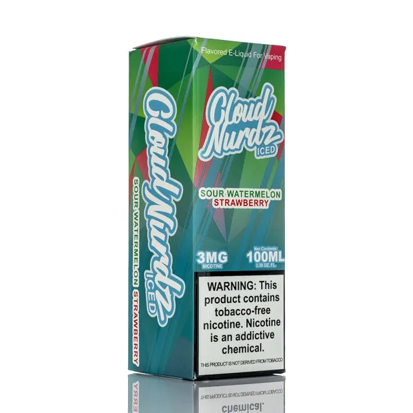 Cloud Nurdz E-Liquid - Sour Watermelon Strawberry Iced - 100ml - Image 3