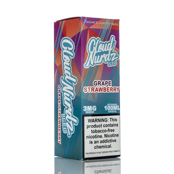 Cloud Nurdz E-Liquid - Grape Strawberry Iced - 100ml - Image 3
